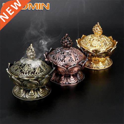 热销HOOMIN Zinc Alloy Lotus Flower Sandalwood Censer for Hom