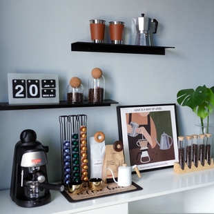 样板间出发餐厅装饰品摆件隔断置物架咖啡主题咖啡豆咖啡具组合