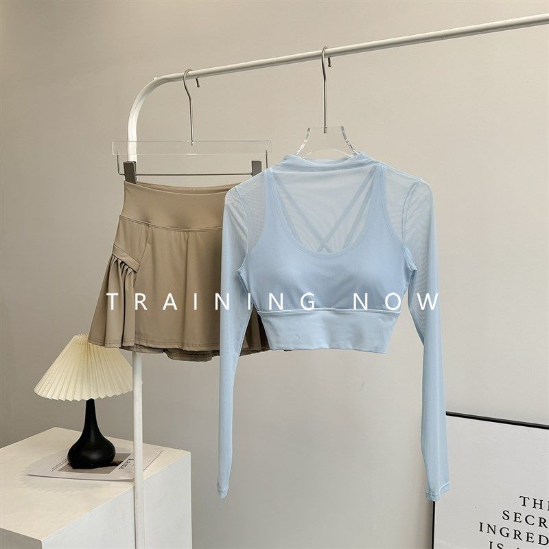 网红运动套装女夏季带胸垫显瘦瑜伽网纱透气长袖速干跑步健身服,运动服/休闲服装,运动套装,淘宝优惠券,粉丝福利购,淘宝优惠卷