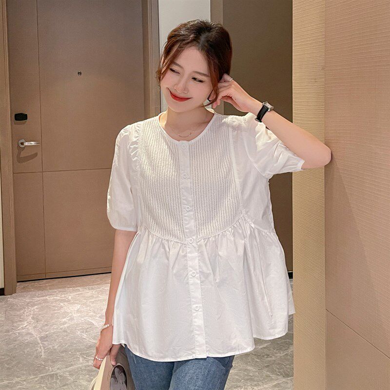 출산복 여름 얇은 섹션 2023 새로운 패션 한국 스타일 느슨한 반팔 다용도 전문 셔츠 BABYDOLL 탑