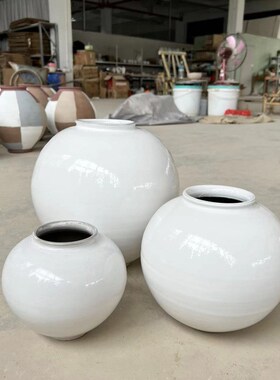 日式陶瓷花瓶ihns风客厅插花装饰月亮罐高级感侘寂新中式禅意摆件