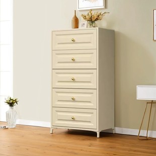 家用五斗柜客厅卧室钢制斗柜收纳储物抽屉柜床尾靠墙实用铁艺柜子