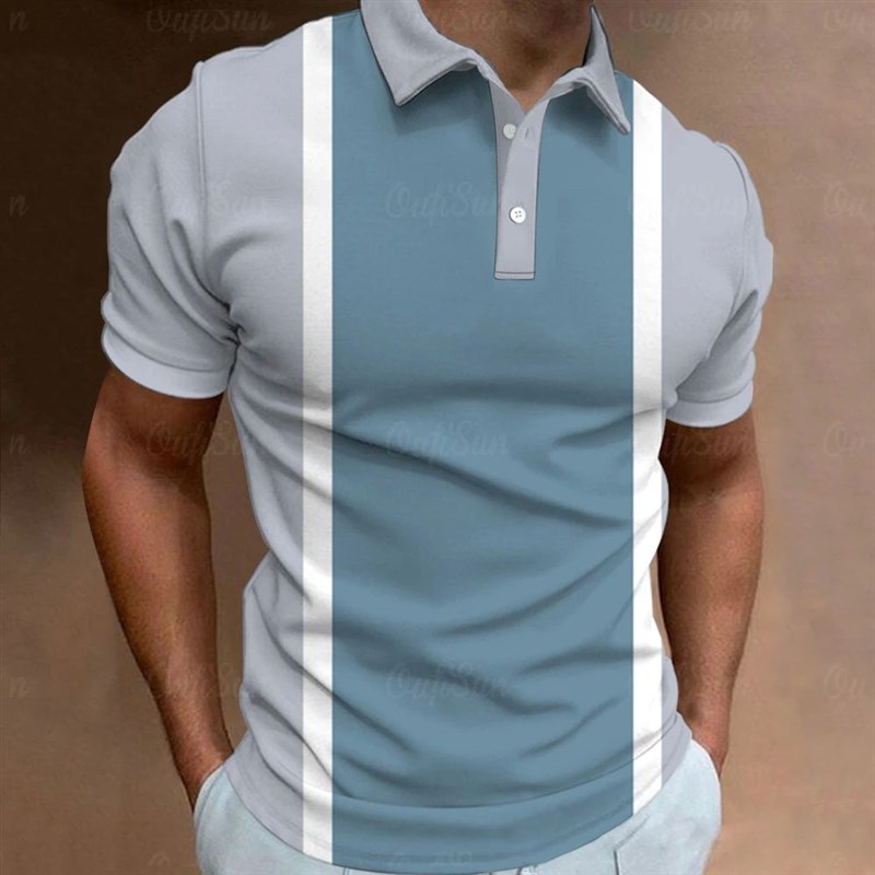 Fashion  Shirt For Men 3d Stripe T-Shirt Tops Summer Short S