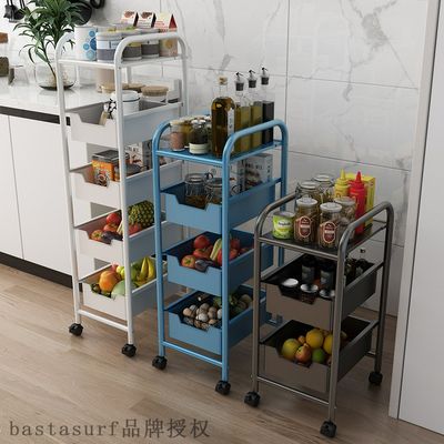 极速Movable kitchen shelf floor multi-layer storage rack mic