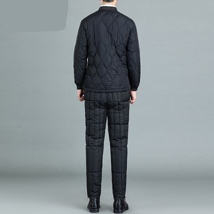 老人爸爸装 加厚保暖内衣两件套棉衣棉裤 羽绒服内里套装 中老年男装
