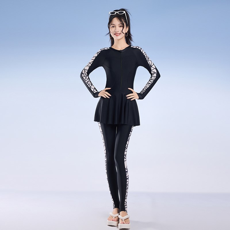 泳衣女长袖长裤2025新款爆款冲浪服连体裙式潜S水服高级感加大码