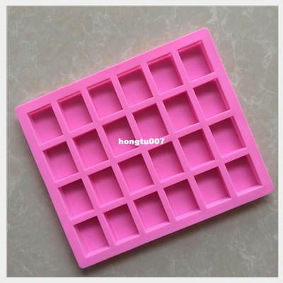 w 24-Cavity DIY Rectsangudar FormMSilicone Soap  oll Ice