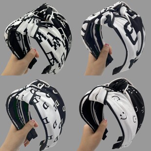 Knot Top Print Cloth 极速Popular Press Sponge Headband Hairb