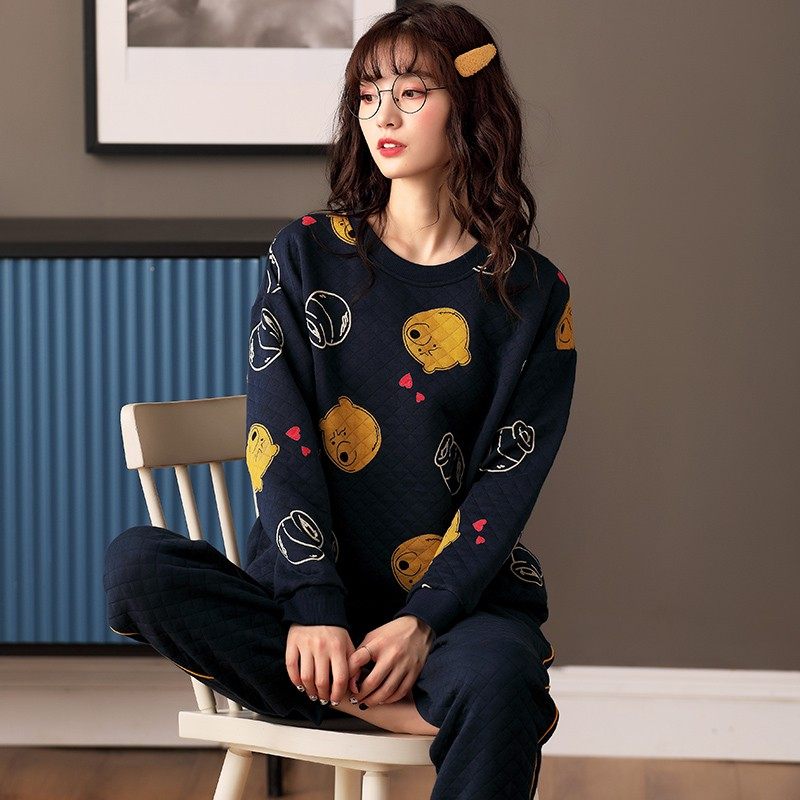 纯棉秋冬季冬天夹层睡衣女士韩版休闲空气棉薄夹棉家居服保暖套装,女士内衣/男士内衣/家居服,睡衣/家居服套装,淘宝优惠券,粉丝福利购,淘宝优惠卷