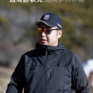 大漠户外 自驾游软壳s衣男 防风透汽 春秋连帽旅行外套