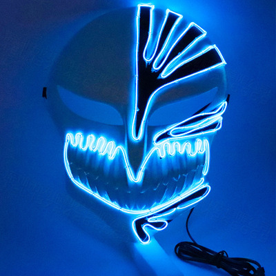 跨境动漫cosplay道具黑崎一护光F面虚面具鬼舞步发光面具火影忍者