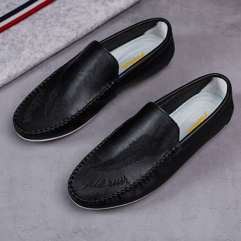 白色豆豆鞋男一脚蹬韩版百搭懒人潮2023新款秋季透气男士休闲皮鞋,流行男鞋,乐福鞋（豆豆鞋）,淘宝优惠券,粉丝福利购,淘宝优惠卷