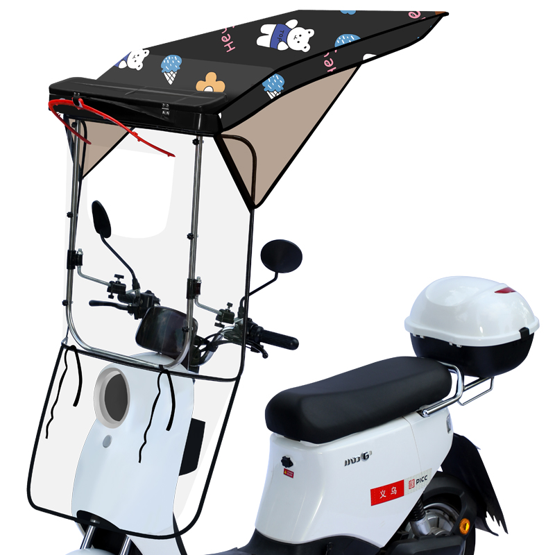 电动车伸缩雨棚可收缩前挡风板两轮小电动车遮雨棚新款可折叠拆卸