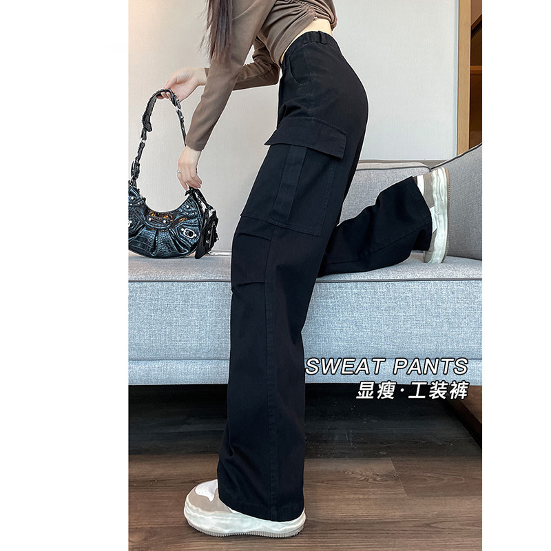 小个子工装裤女春秋夏2024新款美式F直筒运动裤窄版阔腿冲锋登山