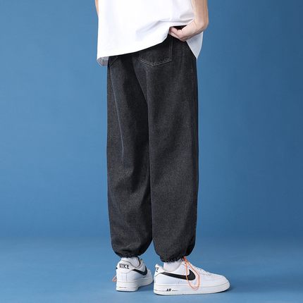 牛仔裤男2021新款秋季直筒休闲长裤秋冬春秋加绒加厚宽松九分裤子