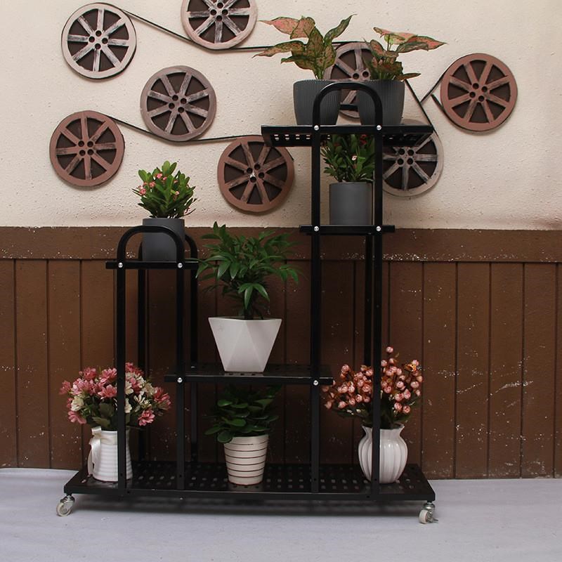 花架子铁艺客厅落地式阳台户外多肉花盆架带轮多层室内花架置物架