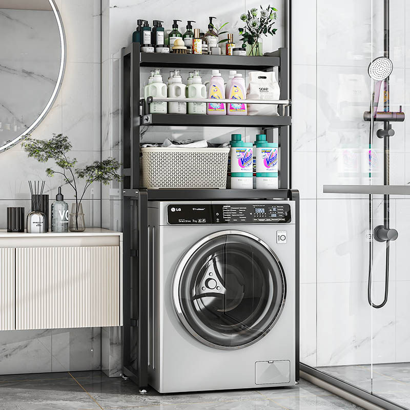 抽拉卫生间滚筒洗衣机置物架上方收纳落地多层浴室厕所架子可调节