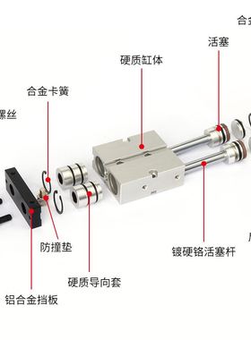 TDA16双轴双杆气缸大推力TN16X10X30X40X50X70100小型气动气缸