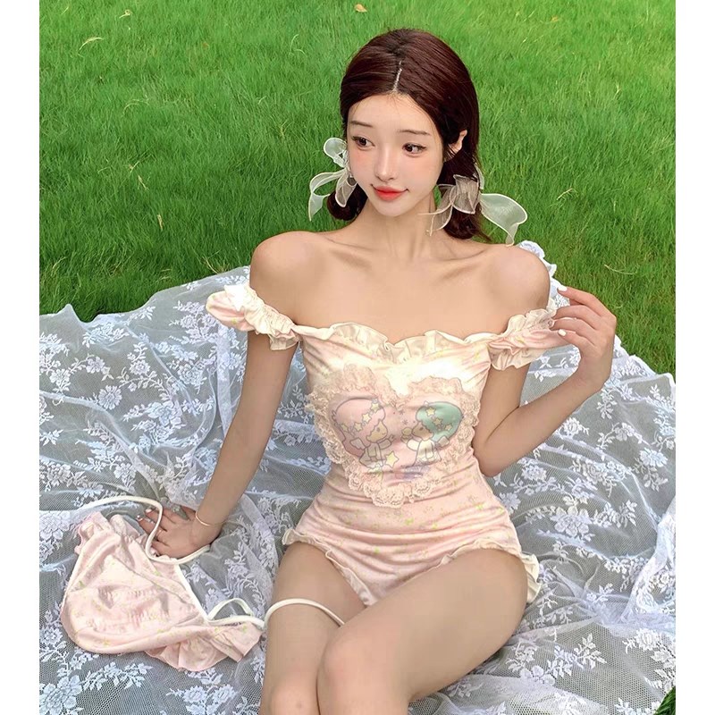 泳衣女新款可爱少女甜美显瘦纯欲网红风夏L保守学生仙女范连体温
