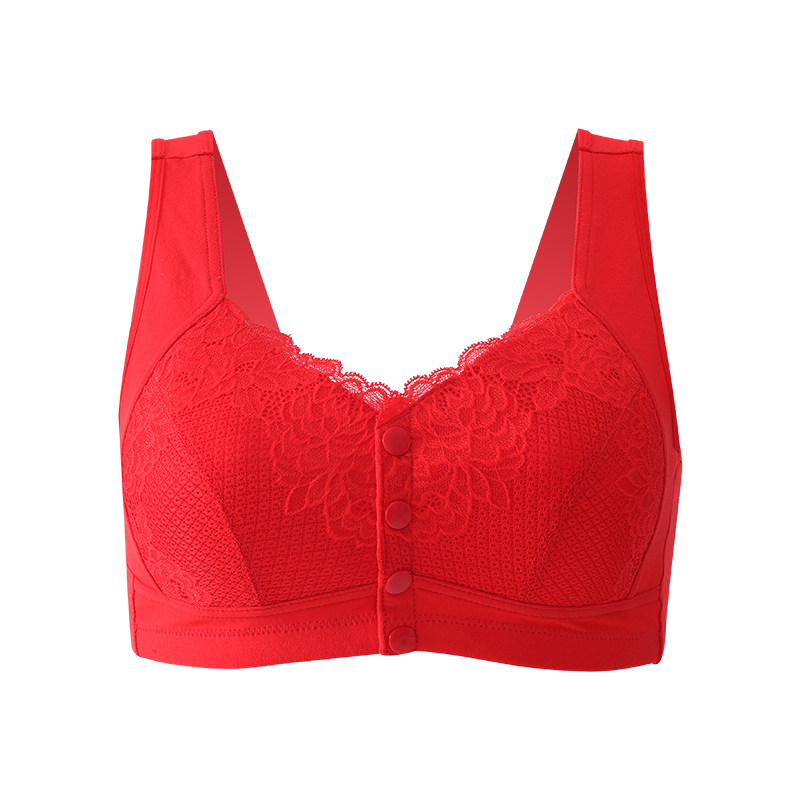 大尺码红色本命年内衣套装女妈妈中老年无钢圈前扣文胸龙年2024