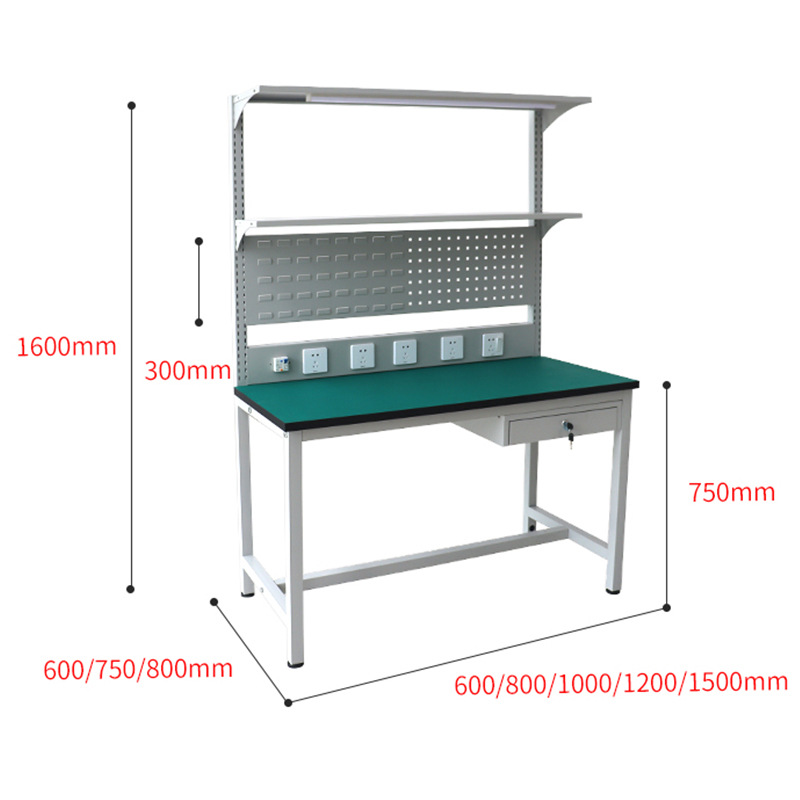 非标制造带挂板防静电工作台车间工厂操作用工作台桌子带灯维修台