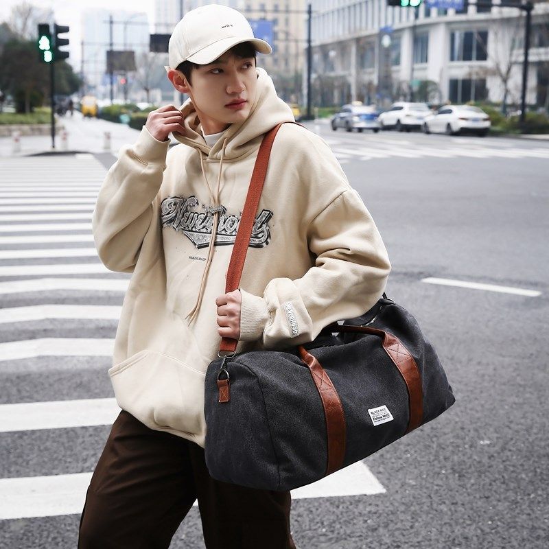 旅行包男士女士帆布手提包新款撞色外出短途出差旅游旅行袋行李包,箱包皮具/热销女包/男包,旅行袋,淘宝优惠券,粉丝福利购,淘宝优惠卷