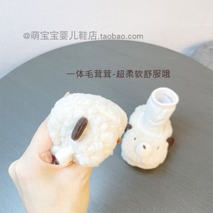 秋冬新生婴儿棉鞋袜0-1岁男女宝宝加厚地板鞋不掉室内步前学步鞋