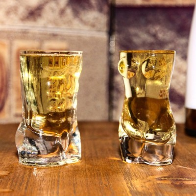 Sexy Lady Men Durable Double Wall Whiskey Glasses Wine Shot