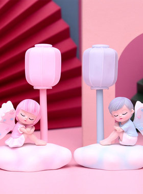 创意女生卧室小夜灯少女心梦幻儿童睡眠灯不插电女孩床头装饰台灯