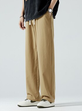 春夏加长a裤子男120cm宽松直筒纯棉阔腿裤195高个子白色长裤115薄