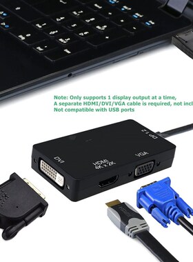 DP1.2 Adapter 3 In 1 Displayport To 4K HDMI Dvi Vga Convert