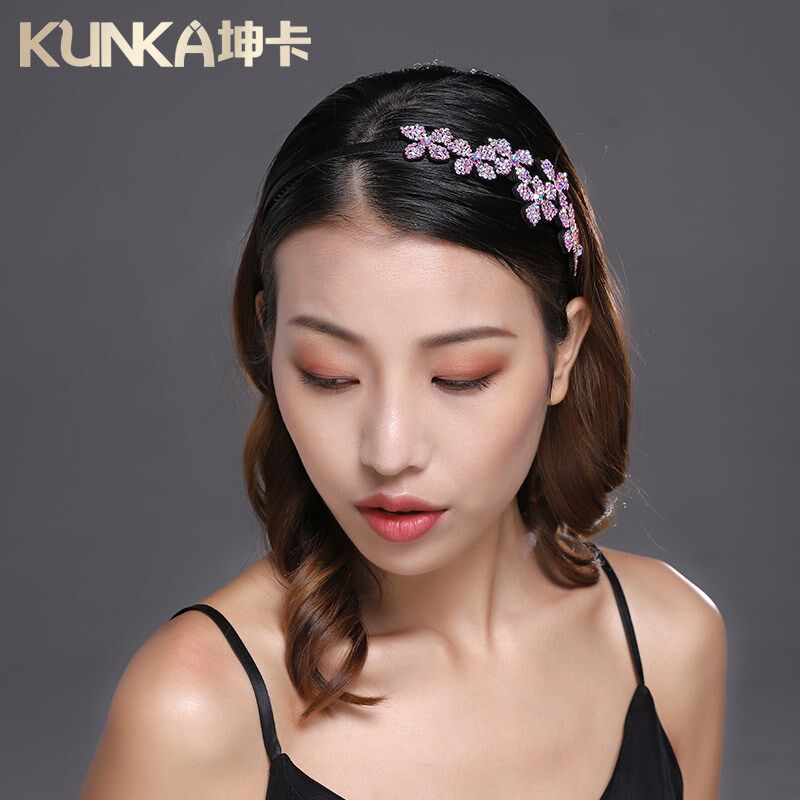 发箍宽边花朵水钻韩版甜美头箍细防滑镶钻仙女头饰水晶压发卡