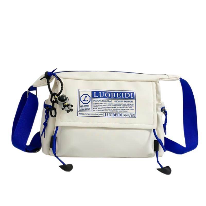 日系帆布包斜挎包男士大容量休闲工装邮差包女学生上课单肩包潮流