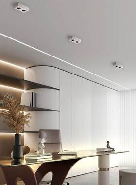 无主灯超薄防眩明装方形射灯2头ledG免开孔格栅过道走廊吸顶式筒