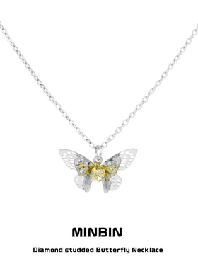 新品MINBIN轻奢小众机械蝴蝶项链女ins嘻哈简约高级设计感锁骨毛