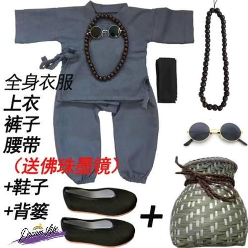 演出中国风古装中k儿童小和尚衣服女男童摄影写真服装套装汉服宝