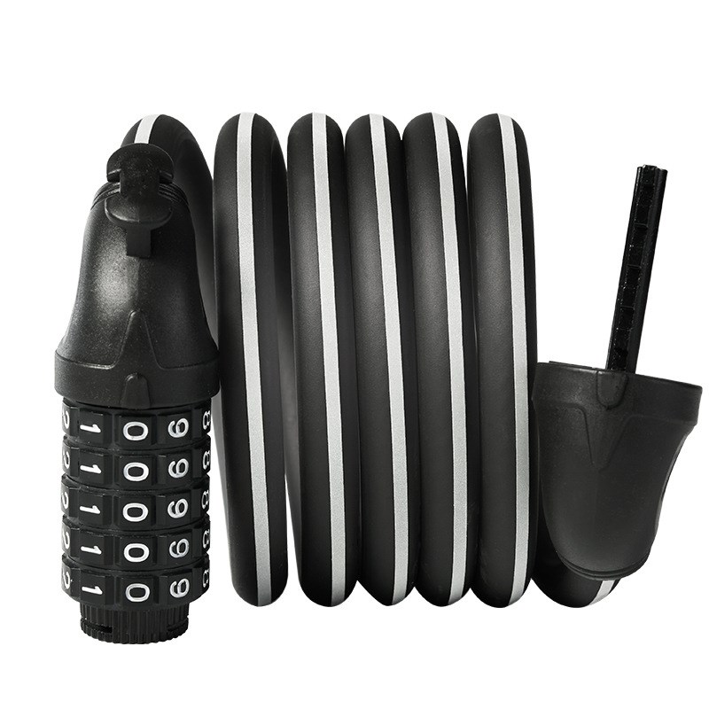 自行车锁五位密码锁山地车公路车钢丝锁钢缆锁带反光单车圈锁门锁