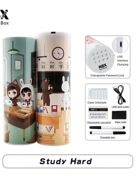 Password Pencil Case Pencil Box Cartoon Pattern Pen Holder L