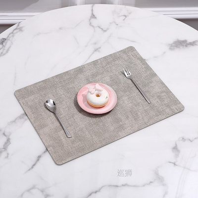 Rectangle Place Mat Tableware Pad PU Leather Waterproof Heat