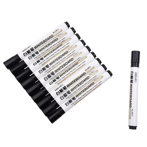 10 Black Fine Nip Dry Erase Liquid Chalk Marker Pen for Whit