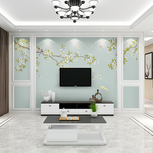 现代简约花鸟墙纸新中式墙布客厅卧室电视背景墙壁纸影视装饰壁画
