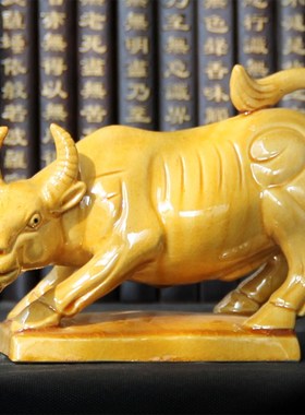 缺角家居卫生间办公摆件工艺黄牛摆件牛化解客厅水牛厨房化解陶瓷