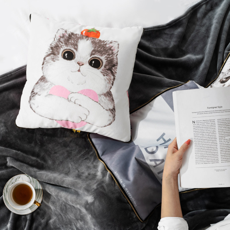 卡通可爱短毛绒抱枕被子两用办公室汽车沙发靠枕垫空调被毯子,居家布艺,抱枕被,淘宝优惠券,粉丝福利购,淘宝优惠卷