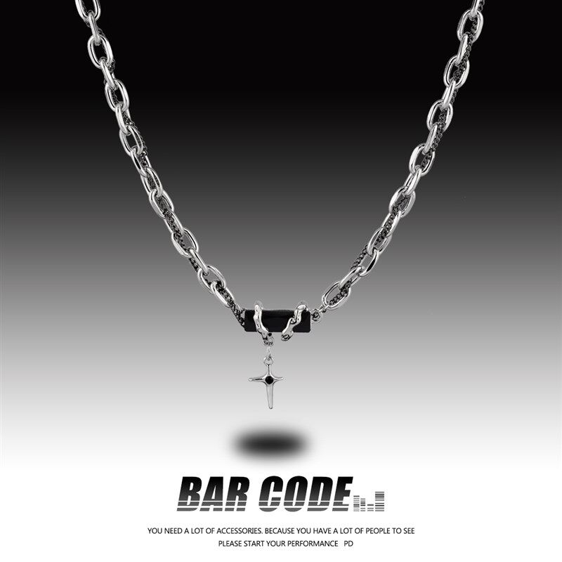 BAR CODE 缠绕繁星黑色宝石项链男女ins小众个性时尚高级感锁骨链