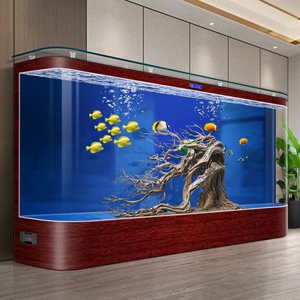 特大型免换水鱼缸客厅2024新款公司家用过滤制氧.一体水族箱