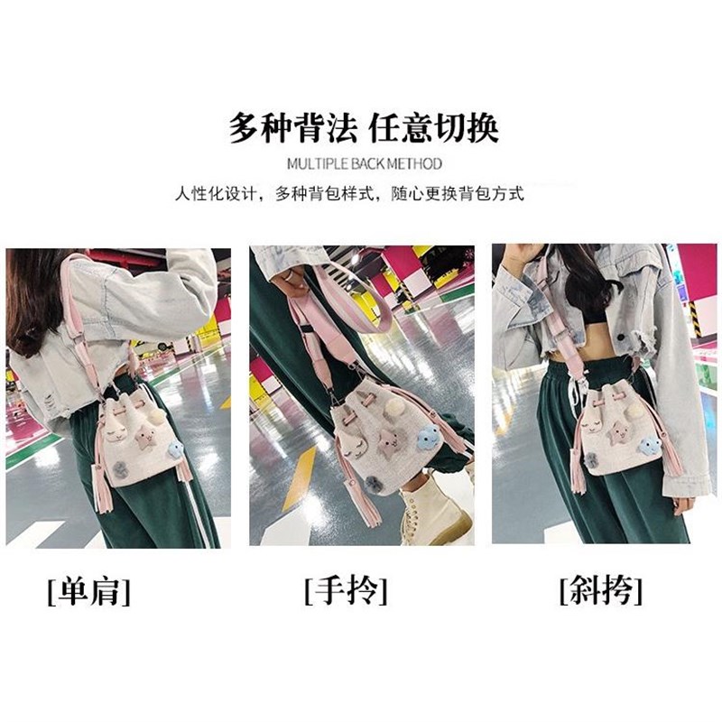 包包女包新款2024潮秋冬小清新可爱帆布单肩斜挎包流行的网红小包