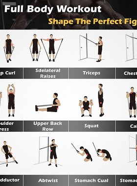 Resistance bands set of 7 ropes all black Rubber Yoga Traini