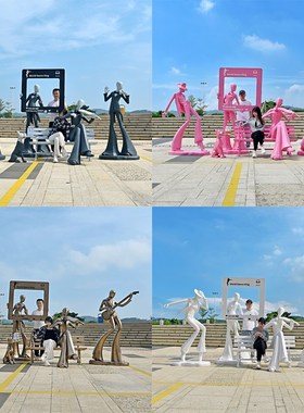 网红抽象音乐人物大摆件户外玻璃钢卡通雕塑商场美陈场景布置装饰