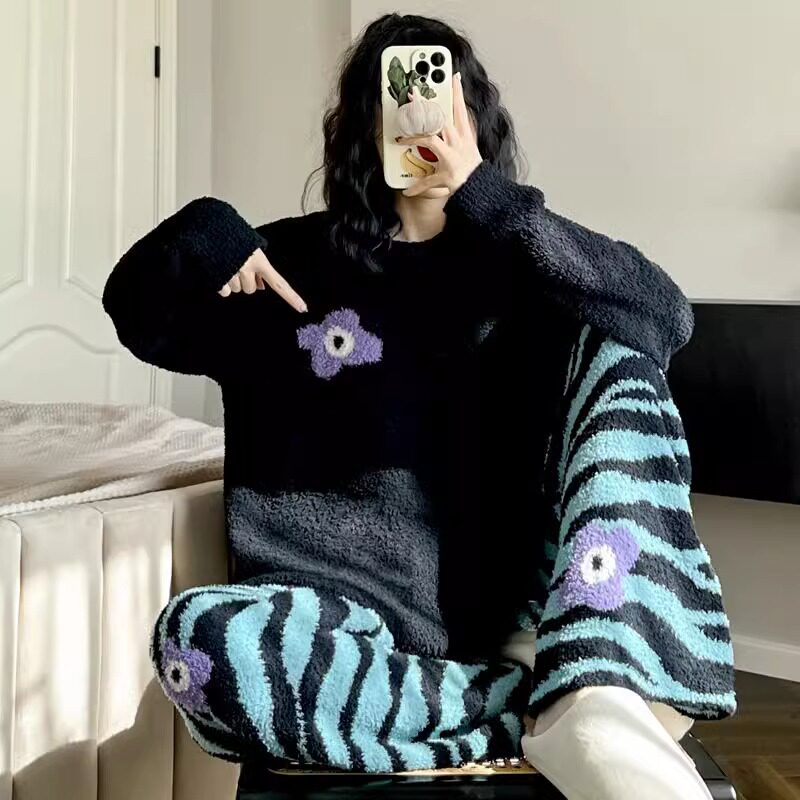 OJLUXURY~秋冬软绵绵花朵斑马纹长袖长裤睡衣女套头家居服可外穿怎么样,好用不?