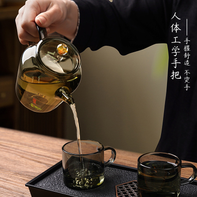 泡绿茶专用玻璃小茶n壶一人用耐高温迷你小号泡茶器茶杯茶具套装